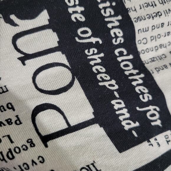 Farr Designz Newsprint Dress White Backless Newspaper Midi Stretch Jersey Large - Picture 10 of 14